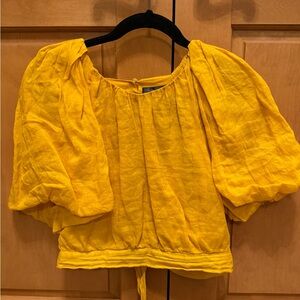 Banana Republic Women's Puff Sleeve Top- open Back